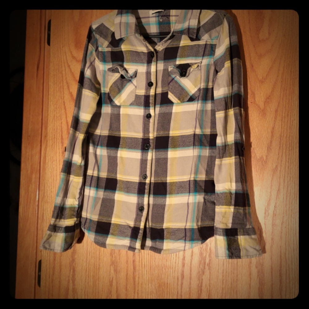 Yellow, blue, and grey flannel